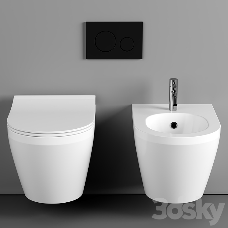 Kit Installation system VitrA 800-2012 with flush button 3DS Max Model - thumbnail 2