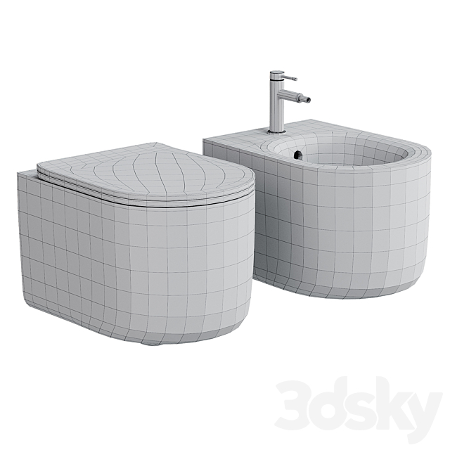 MATT CERAMIC BACK TO WALL WC NOLITA KERASAN 3ds Max - thumbnail 2