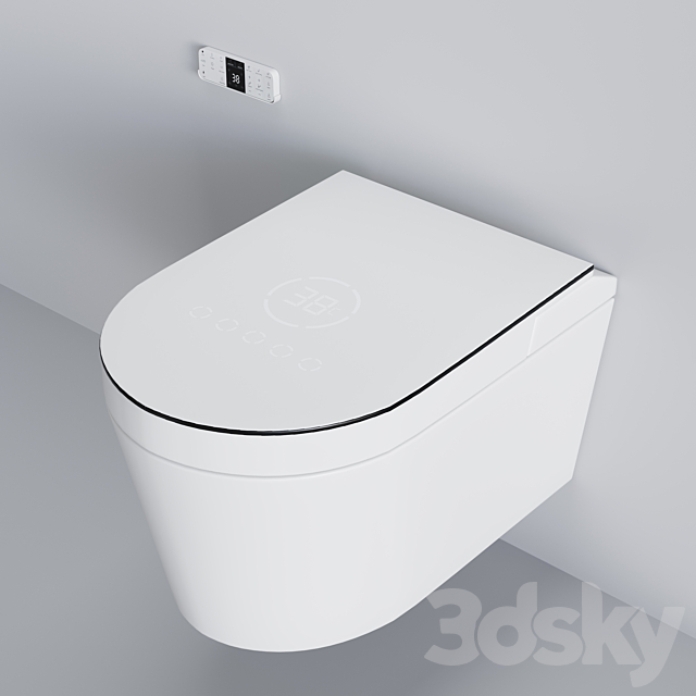 Modern Smart One-Piece Wall-Mounted Elongated Automatic Toilet 3ds Max - thumbnail 2