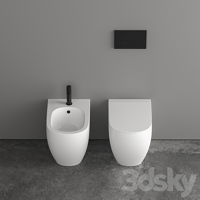 Nic Toilet and Bidet Pin Serie 3DS Max Model - thumbnail 2