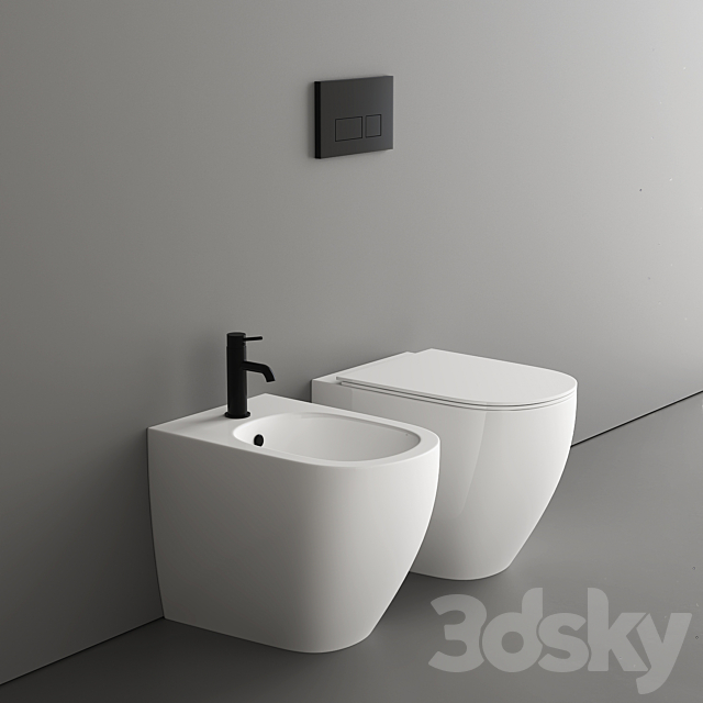 Nic Toilet and Bidet Pin Serie 3DS Max Model - thumbnail 3