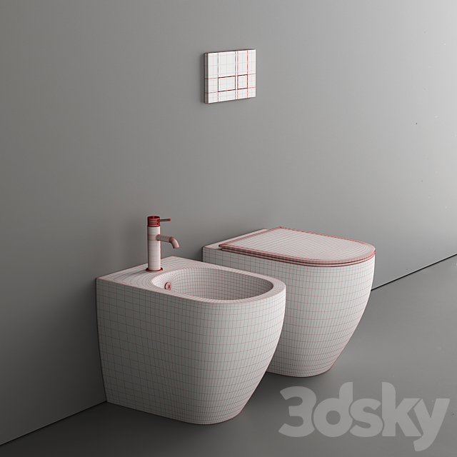 Nic Toilet and Bidet Pin Serie 3DS Max Model - thumbnail 5