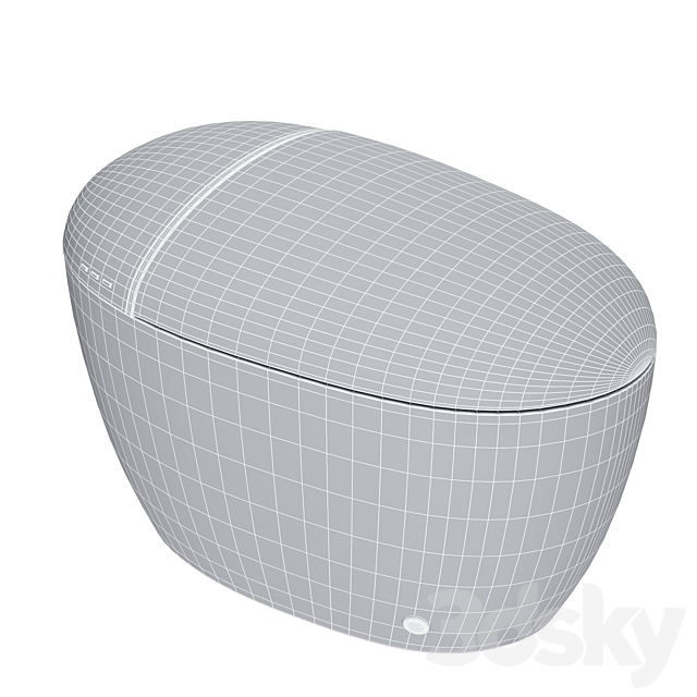 One-Piece Modern White Egg-Shaped Smart Toilet 3ds Max - thumbnail 3