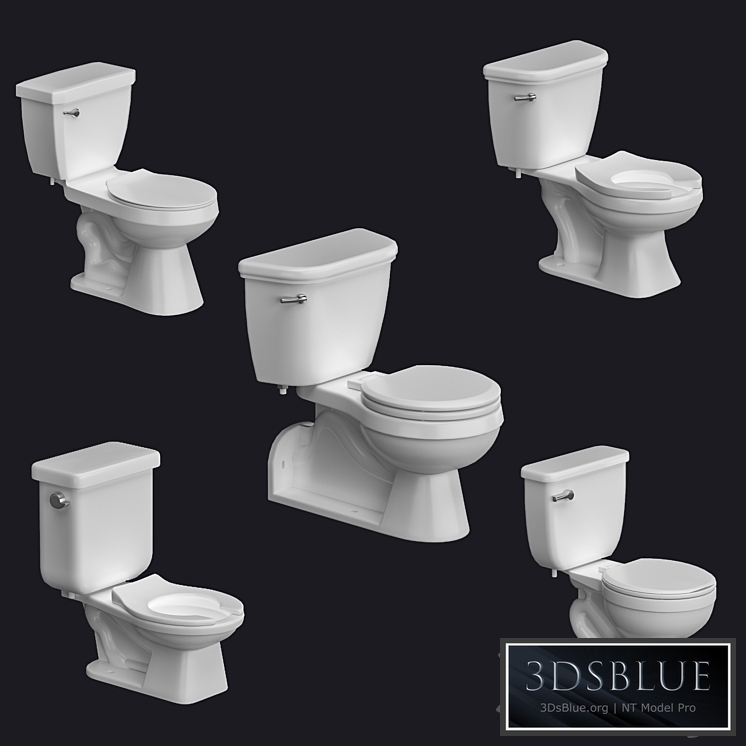 Proflo Toilet bowl and flash tank 3DS Max - thumbnail 3