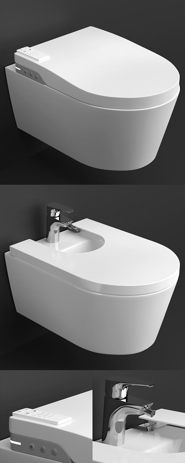 Roca Inspira Wellness Toilet and Bidet 3ds Max - thumbnail 2