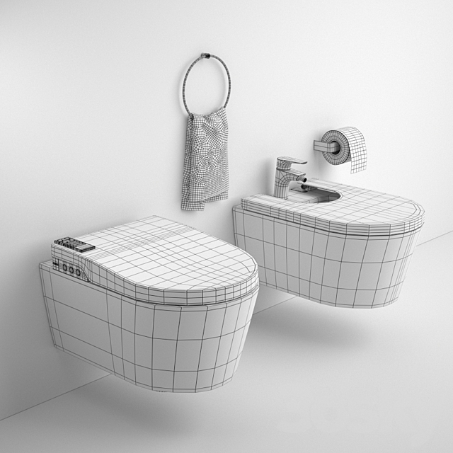 Roca Inspira Wellness Toilet and Bidet 3ds Max - thumbnail 3