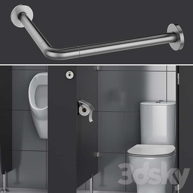 Sanitary partitions for public toilets FunderMax 1 (constructor) 3DS Max Model - thumbnail 3