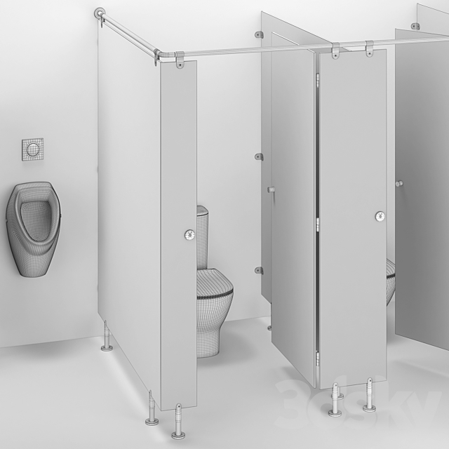 Sanitary partitions for public toilets FunderMax 1 (constructor) 3DS Max Model - thumbnail 7