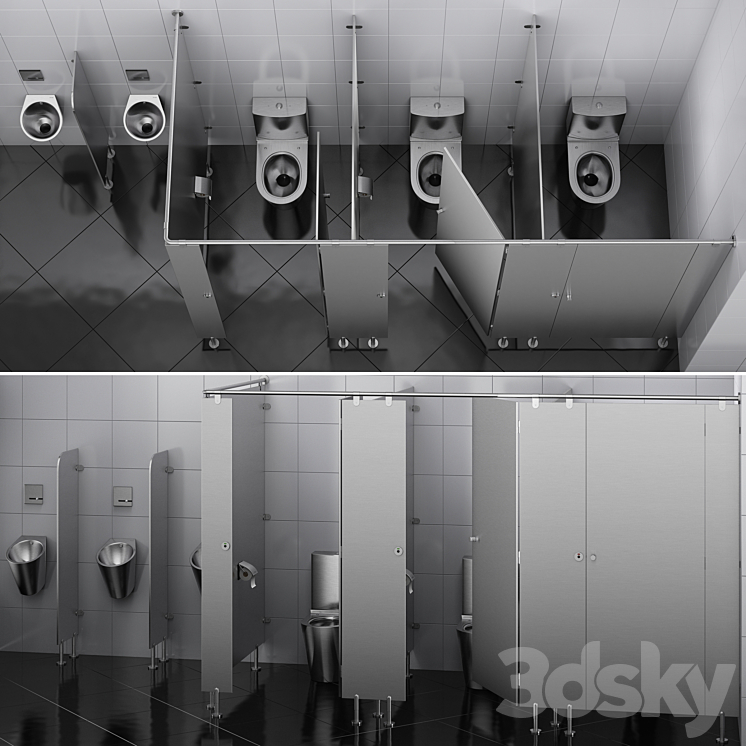 Sanitary partitions for public toilets FunderMax 2 (designer) 3DS Max Model - thumbnail 2