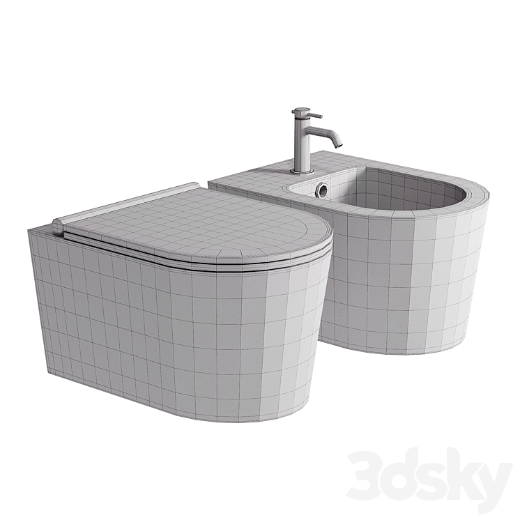 Saqu Trend compact hangtoilet randloos incl. toiletbril mat zwart 3DS Max - thumbnail 2