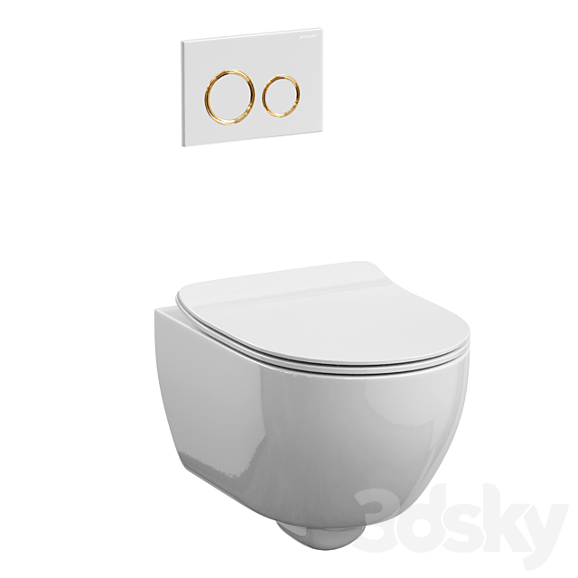 Scarabeo Moon toilet with Geberit Sigma 21 button 3ds Max - thumbnail 1