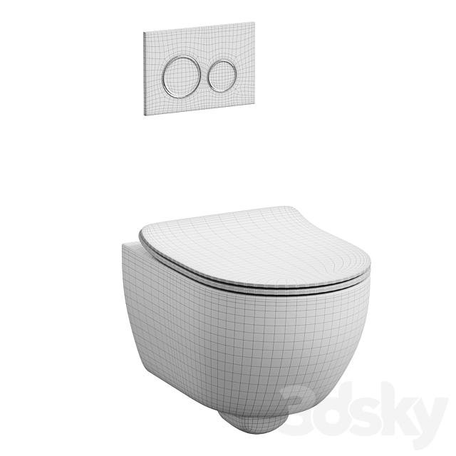 Scarabeo Moon toilet with Geberit Sigma 21 button 3ds Max - thumbnail 2