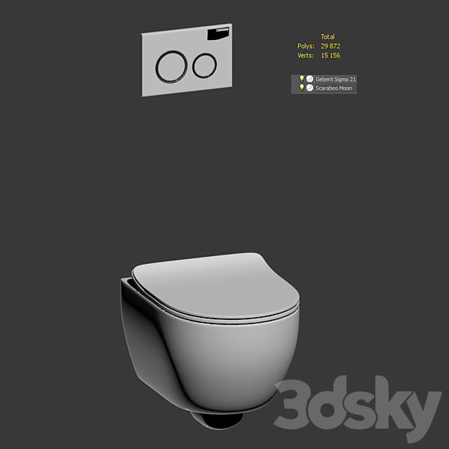 Scarabeo Moon toilet with Geberit Sigma 21 button 3ds Max - thumbnail 3