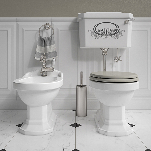 Set of bathroom furniture Gaia # 2: bidet and toilet bowl 3ds Max - thumbnail 1