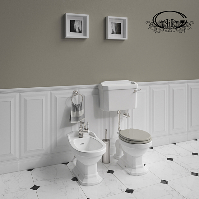 Set of bathroom furniture Gaia # 2: bidet and toilet bowl 3ds Max - thumbnail 2