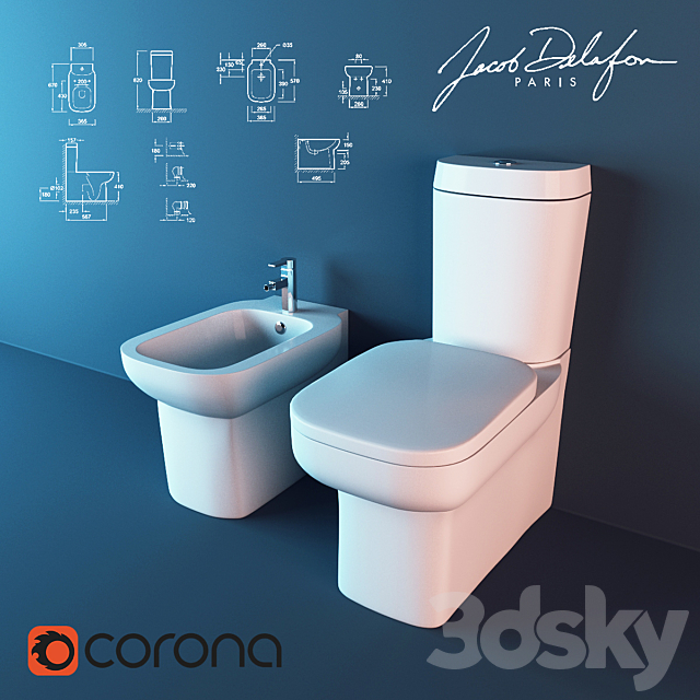 Squat toilet and bidet Jacob Delafon Replay 3ds Max - thumbnail 1