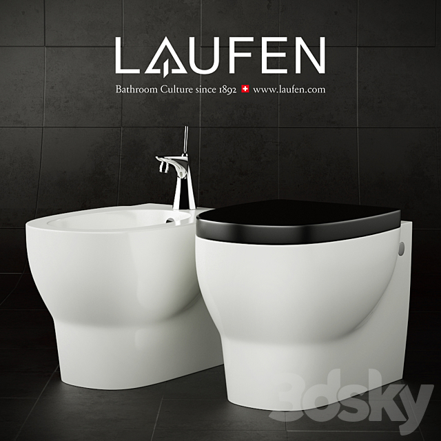 Suspended toilet and bidet Laufen Mimo 3ds Max - thumbnail 1