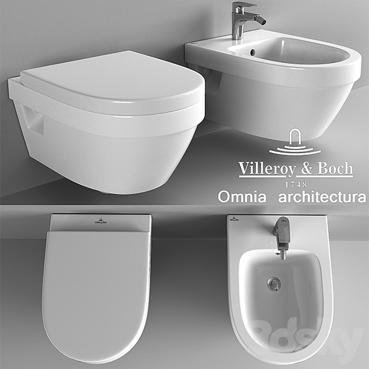 Suspended toilet and bidet Villeroy & Boch Omnia Architectura 3DS Max - thumbnail 1