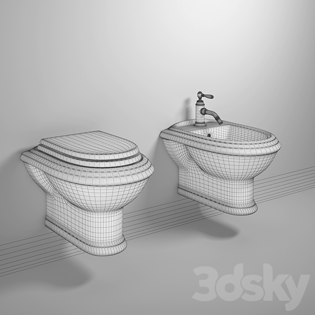 Suspended toilet bidet Cezares KING PALACE 3ds Max - thumbnail 2