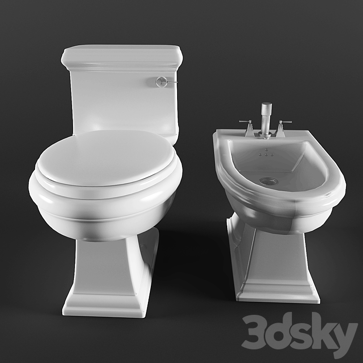 The toilet and bidet 3DS Max - thumbnail 1