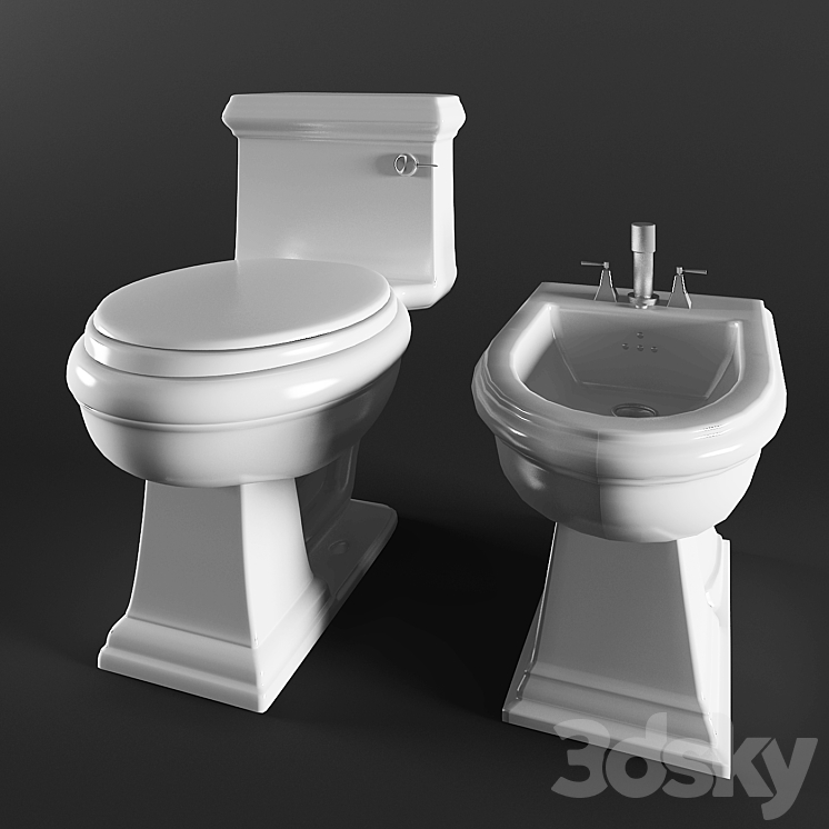 The toilet and bidet 3DS Max - thumbnail 2