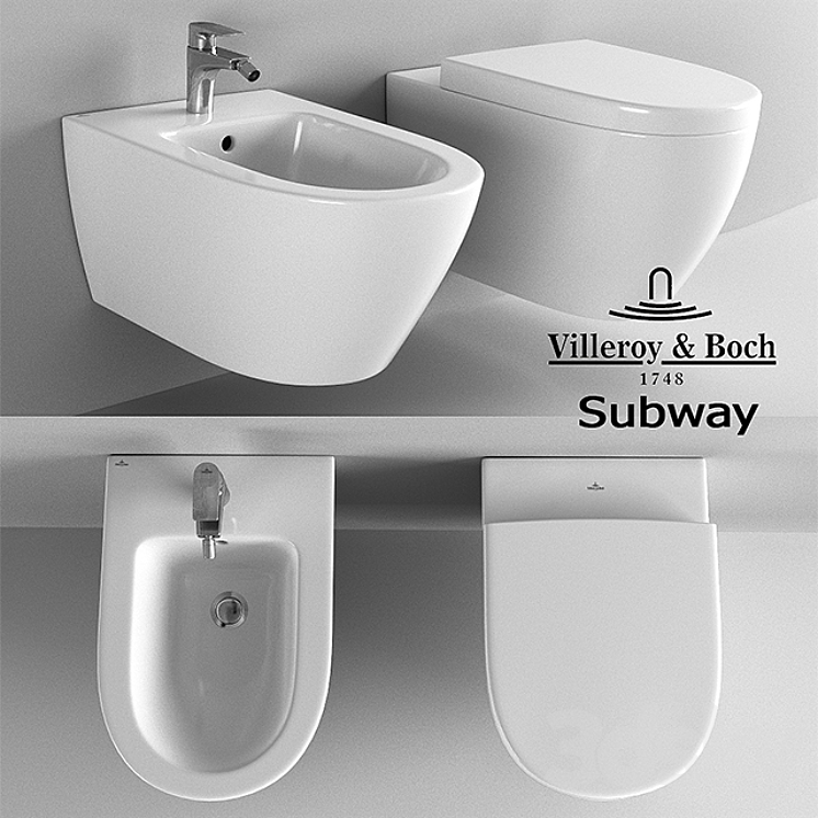 The toilet and bidet Villeroy & Boch Subway 3DS Max - thumbnail 1