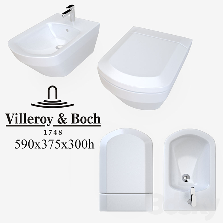 The toilet and bidet Villeroy&Boch Sentique 3DS Max - thumbnail 1