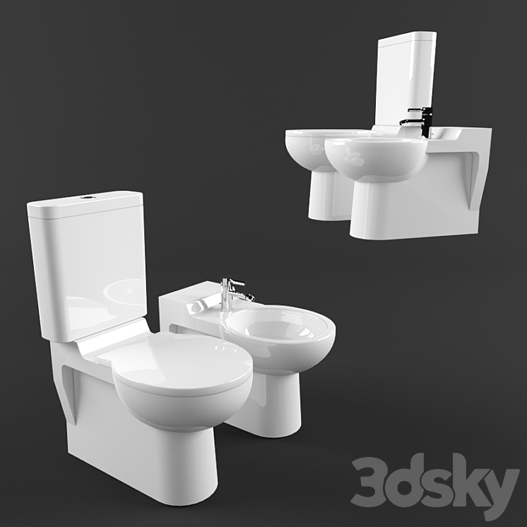 Toilet and bidet Duravit – Foster 3DS Max - thumbnail 1