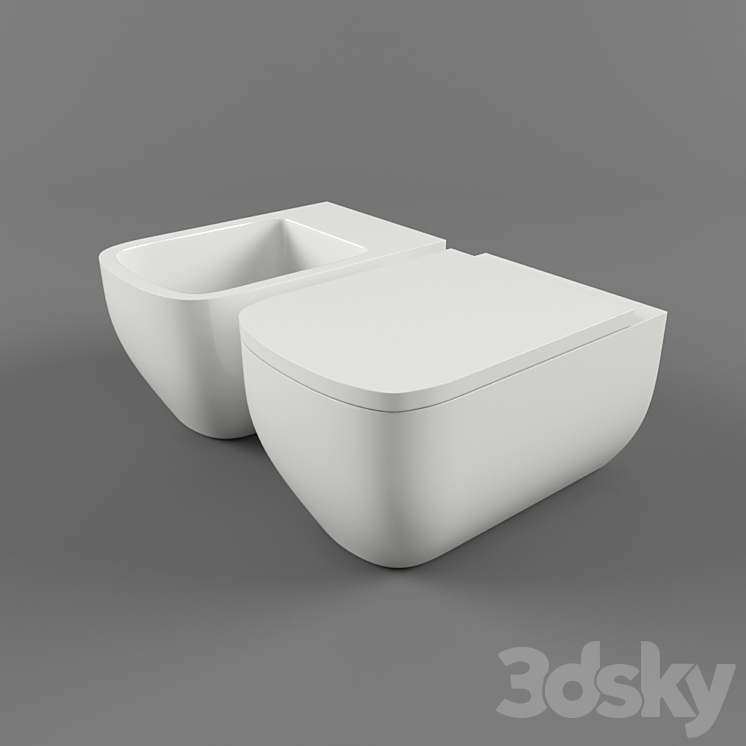 toilet and bidet Duravit Happy d2 3DS Max - thumbnail 1