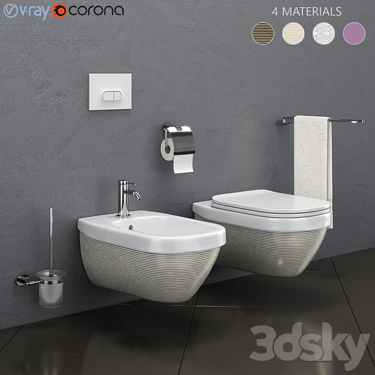 Toilet and bidet HATRIA | ABITO 3DS Max - thumbnail 1