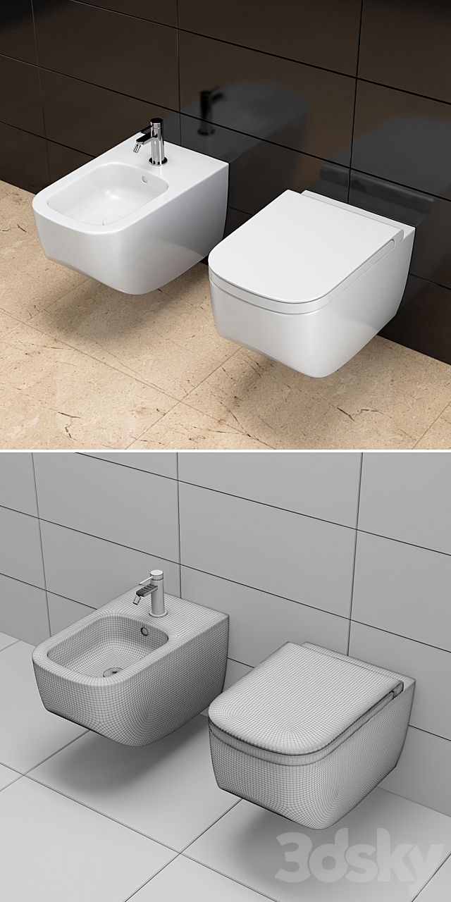 Toilet and bidet HATRIA Next 3ds Max - thumbnail 3