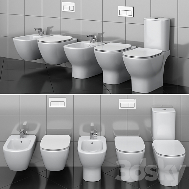 Toilet and Bidet Ideal | Tesi 3DS Max Model - thumbnail 2