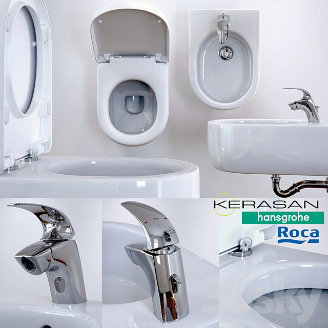 toilet and bidet Kerasan FLO 3DS Max Model - thumbnail 1