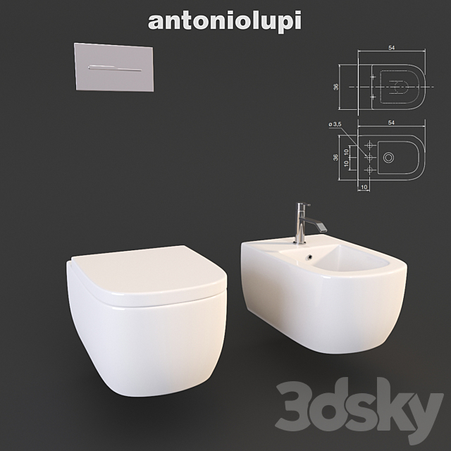 Toilet and bidet Komodo antonio lupi Sink Segno and accessories sesamo Design Arkimera 3DS Max Model - thumbnail 1