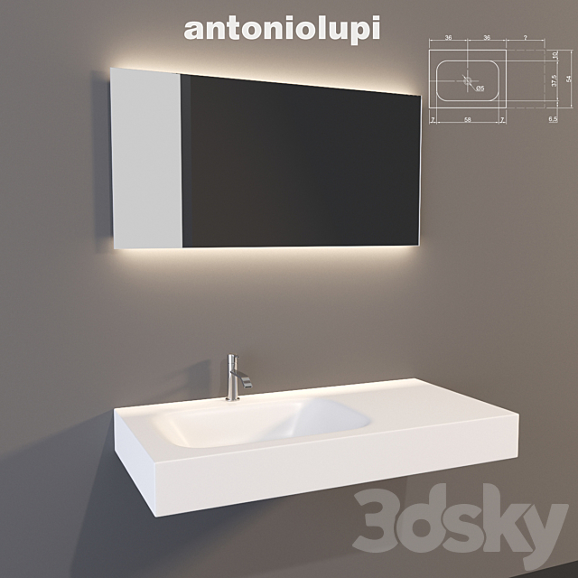 Toilet and bidet Komodo antonio lupi Sink Segno and accessories sesamo Design Arkimera 3DS Max Model - thumbnail 2