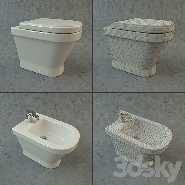 Toilet and bidet Laufen 3DS Max Model - thumbnail 2