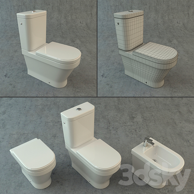 Toilet and bidet Laufen 3DS Max Model - thumbnail 3