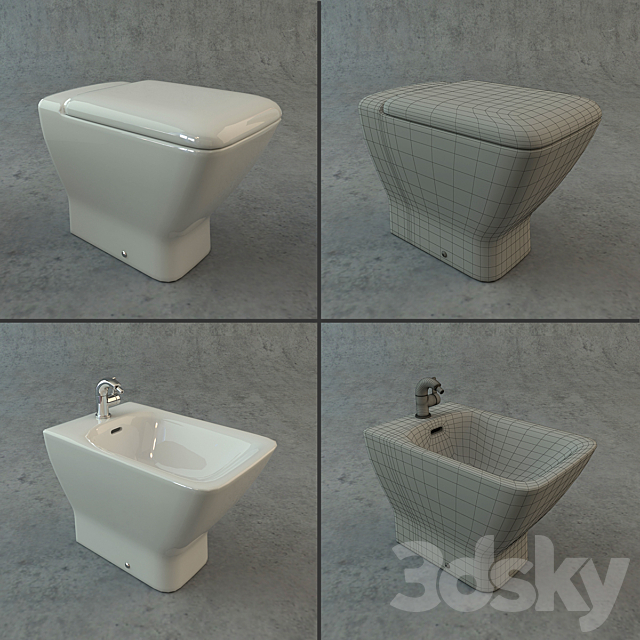 Toilet and bidet Laufen Palace 3ds Max - thumbnail 2