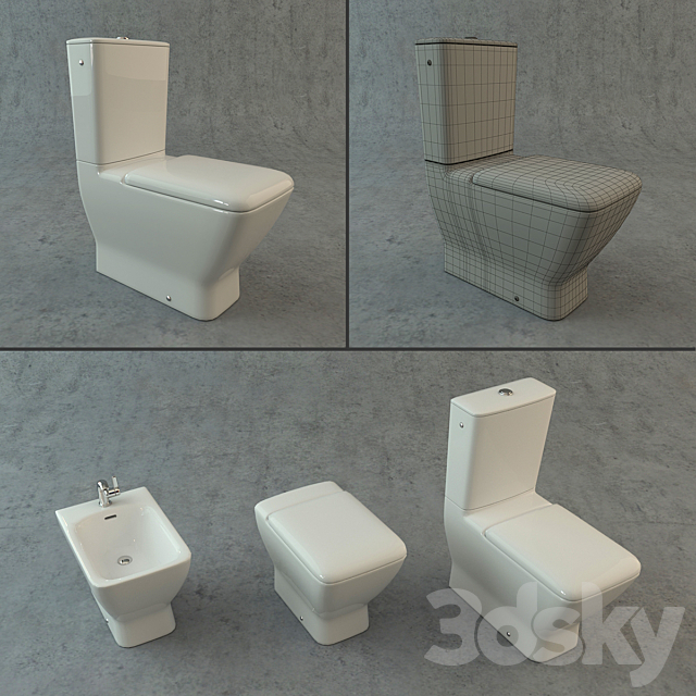 Toilet and bidet Laufen Palace 3ds Max - thumbnail 3