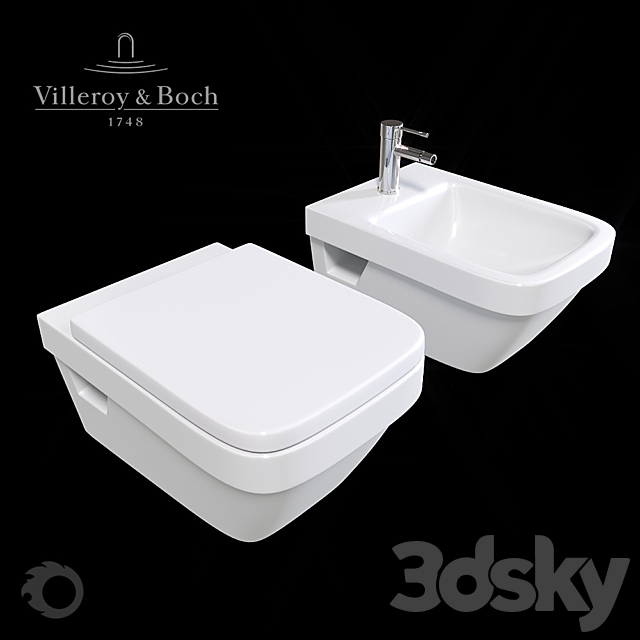 Toilet and bidet Villeroy & Boch Architectura. 3ds Max - thumbnail 1