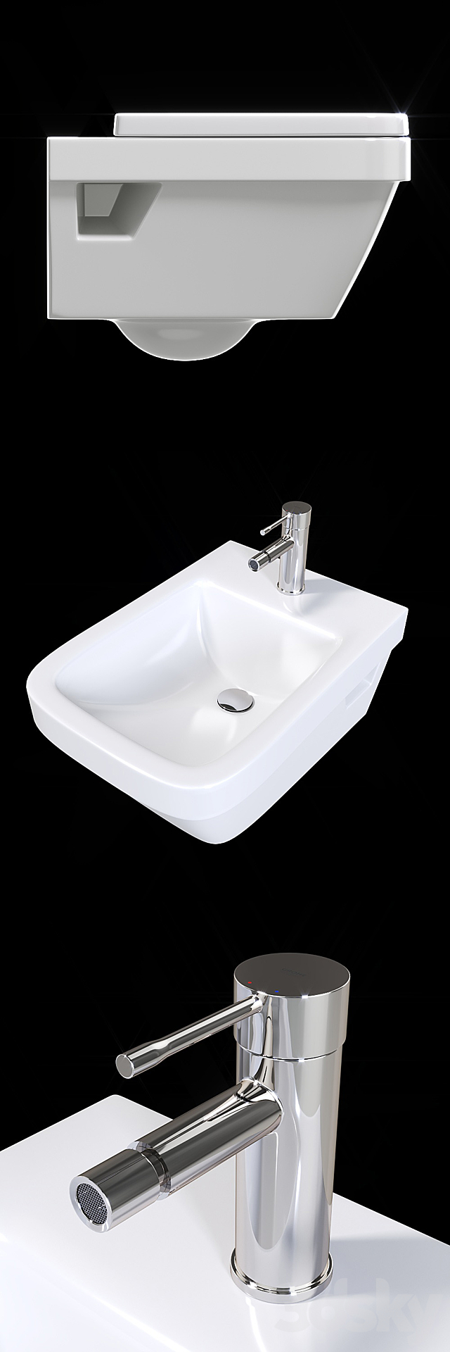 Toilet and bidet Villeroy & Boch Architectura. 3ds Max - thumbnail 2