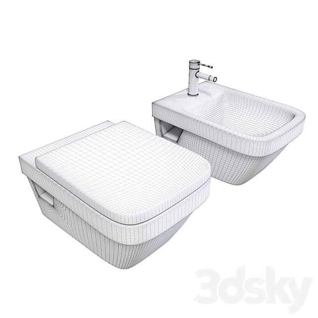 Toilet and bidet Villeroy & Boch Architectura. 3ds Max - thumbnail 3