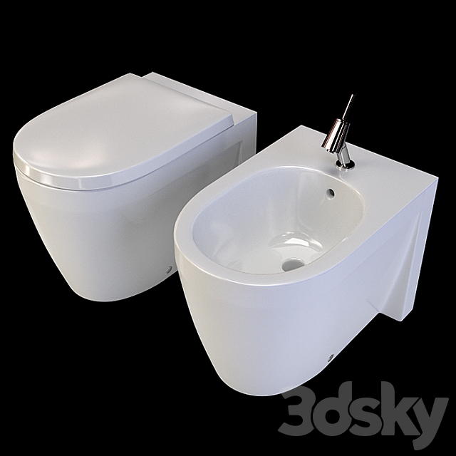 toilet bidet Duravit Starck 2 3ds Max - thumbnail 1