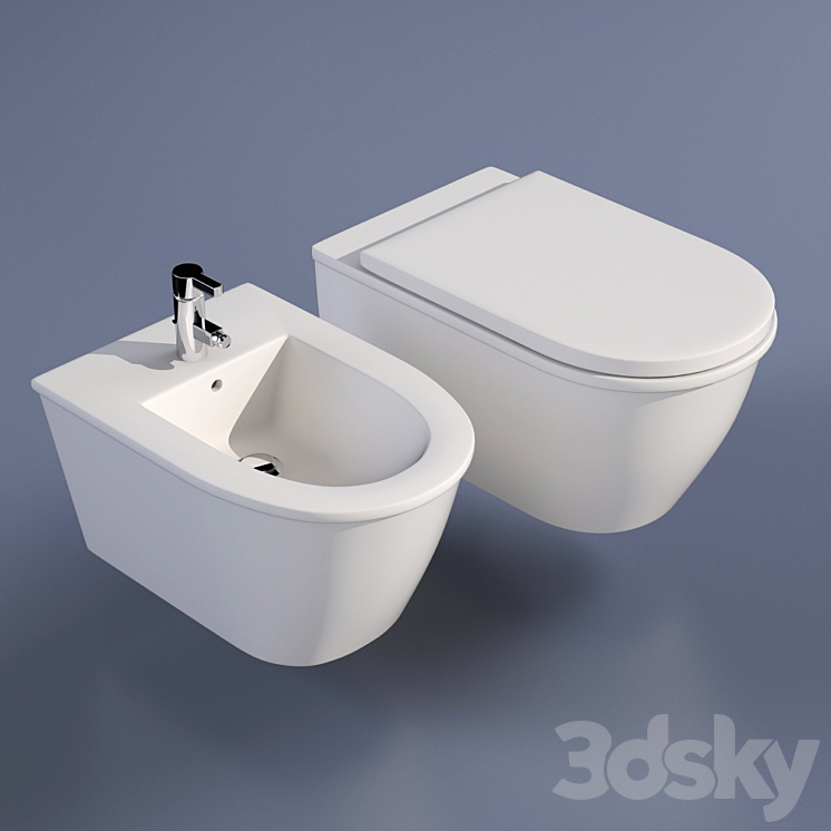 TOILET & BIDET WALL MOUNTED 3DS Max - thumbnail 1