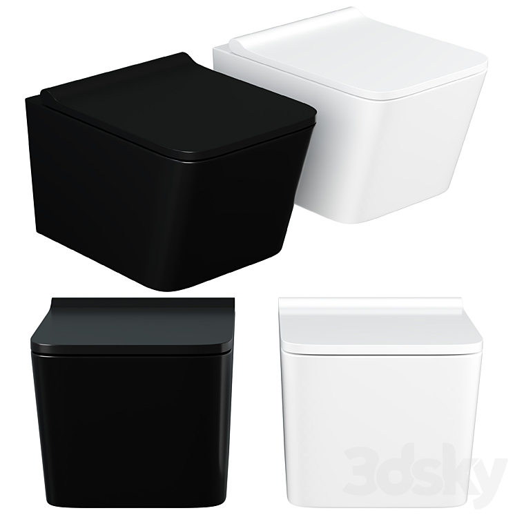 Toilet bowl CeramaLux 5171MB hanging Black matt with seat Microlift 3DS Max Model - thumbnail 1