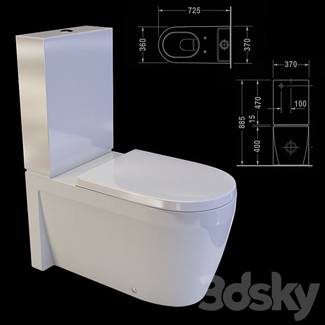 toilet Duravit Starck 2 (212909) 3ds Max - thumbnail 2