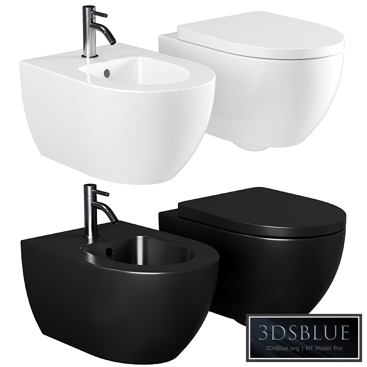 Toilet set AM.PM Awe C111738SC with Geberit Duofix Plattenbau Delta UP100 458.125.21.1 installation with Microlift seat and flush plate Chrome 3DS Max - thumbnail 3