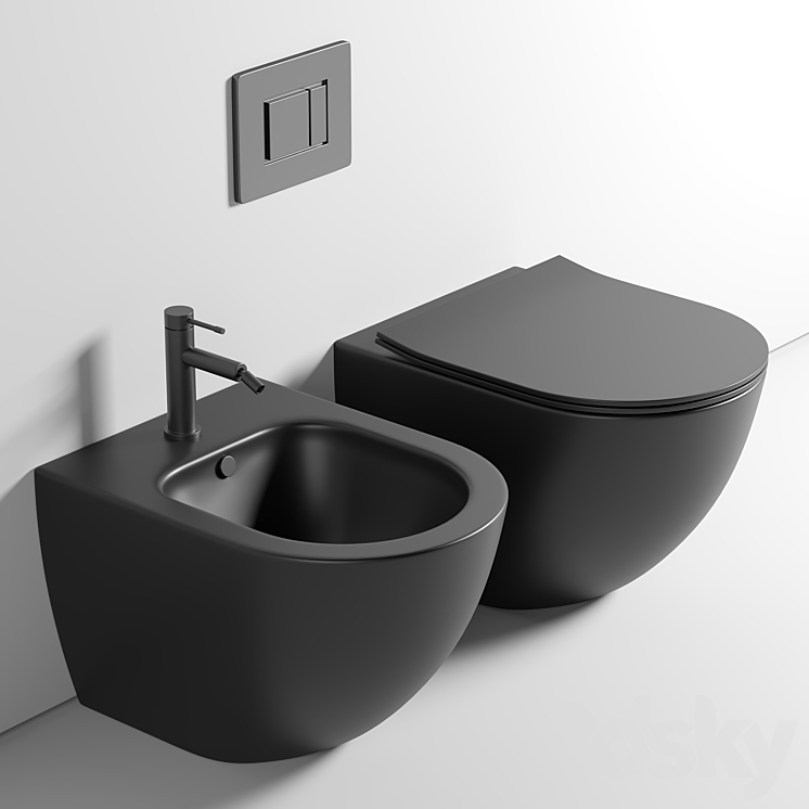 Toilet wall mounted Ceramica Nova Metropol CN4002MB rimless 3DS Max Model - thumbnail 1