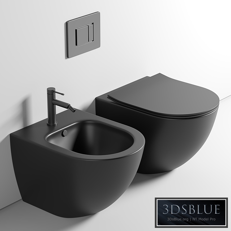 Toilet wall mounted Ceramica Nova Metropol CN4002MB rimless 3DS Max - thumbnail 3