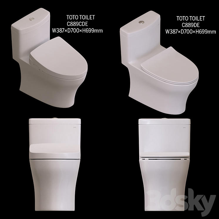 TOTO TOILET: C889CDE C889DE 3DS Max Model - thumbnail 1